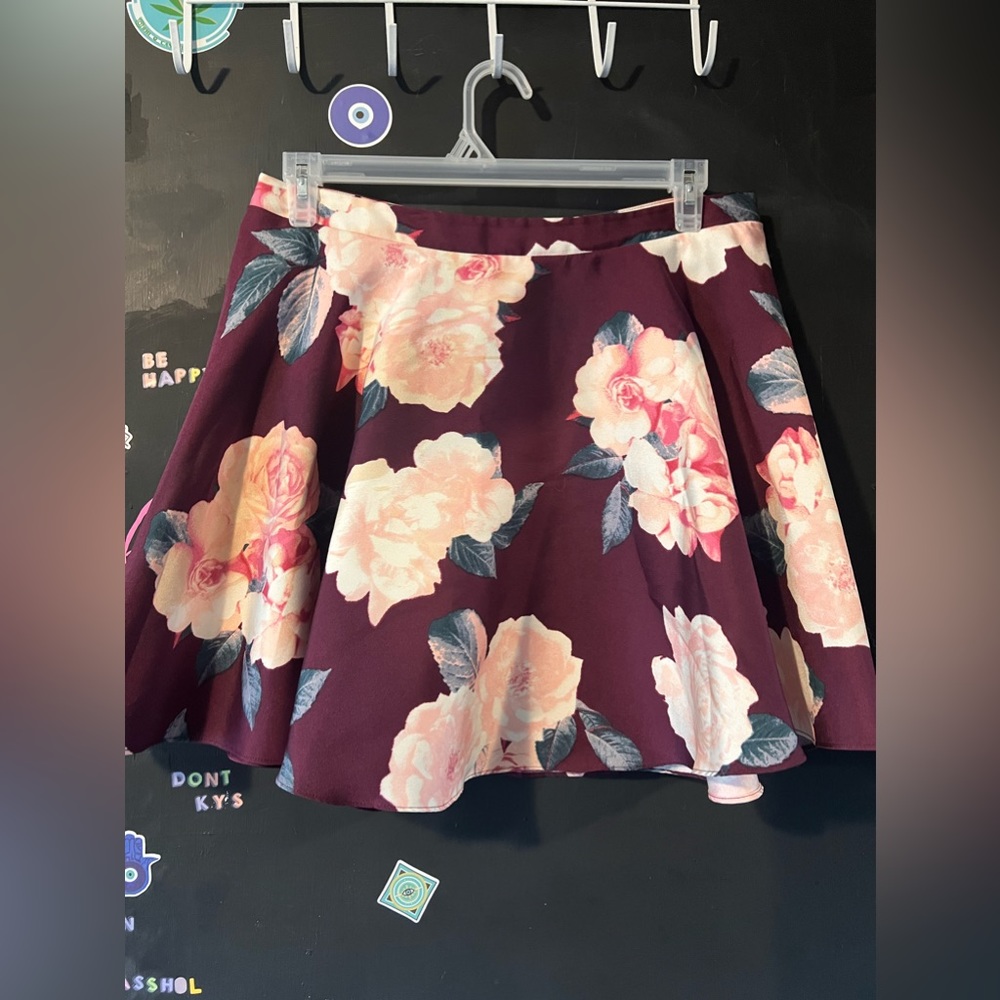 beautiful maroon purple floral homecoming skirt/top